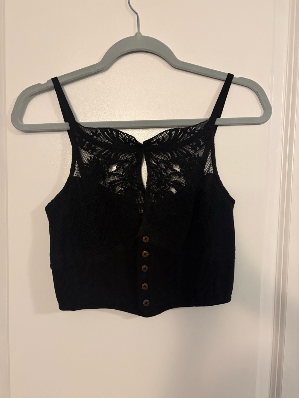 Black Free People Have My Heart Cropped Tank Top